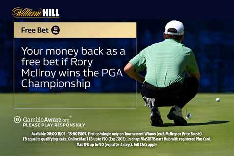 William Hill's BACK AT IT: Money Back as Free Bet if McIlroy Wins PGA Championship (up to £50)