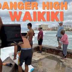 8/9/25 Hawaii Waikiki Beach, Warning Strong Current Danger High Surf,