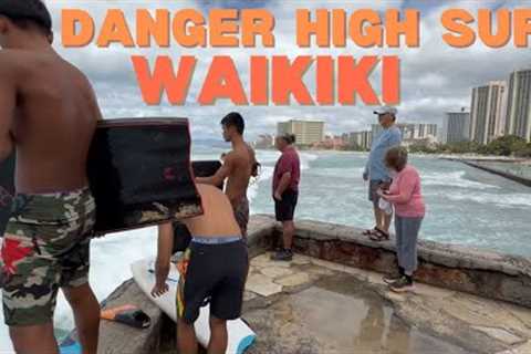 8/9/25 Hawaii Waikiki Beach, Warning Strong Current Danger High Surf,
