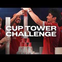 “You can’t put cups in cups!” | Scuderia Ferrari vs Ferrari Esports in Cup Tower Challenge!