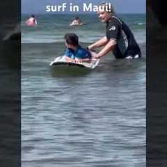 Teaching Luca how to SURF in Maui! #surfing #shorts  #Hawaii