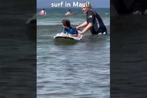Teaching Luca how to SURF in Maui! #surfing #shorts  #Hawaii